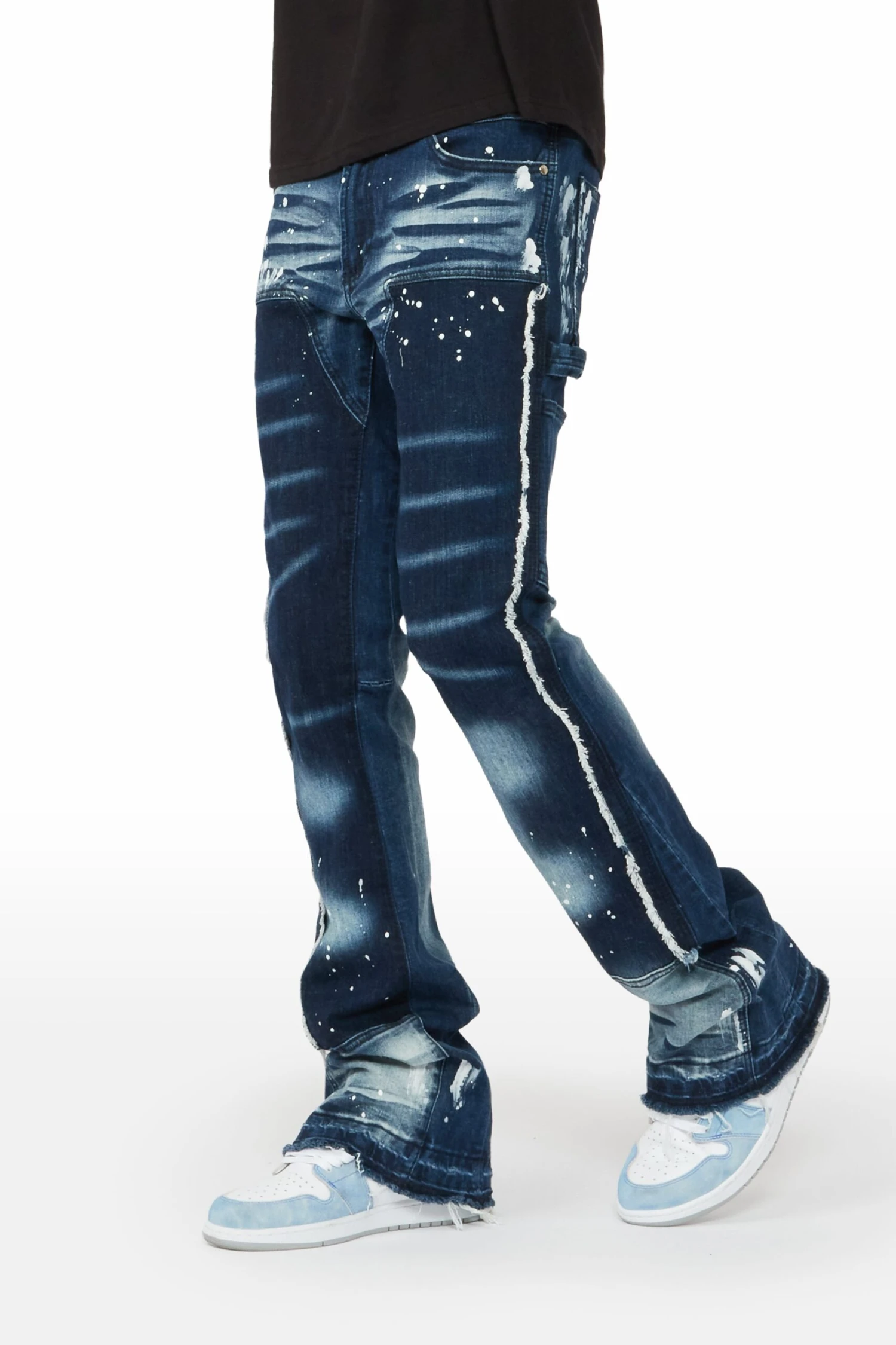 Carson Dark Blue Stacked Flare Jean 1 Carson Dark Blue Stacked Flare Jean