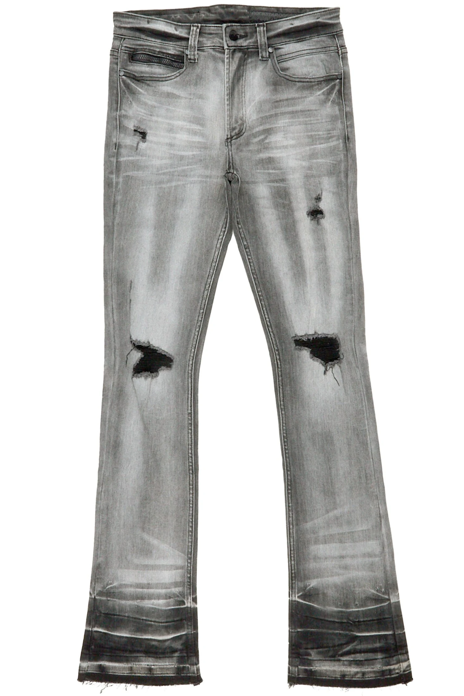 Parq Grey Stacked Flare Jean 2 Parq Grey Stacked Flare Jean - Image 2