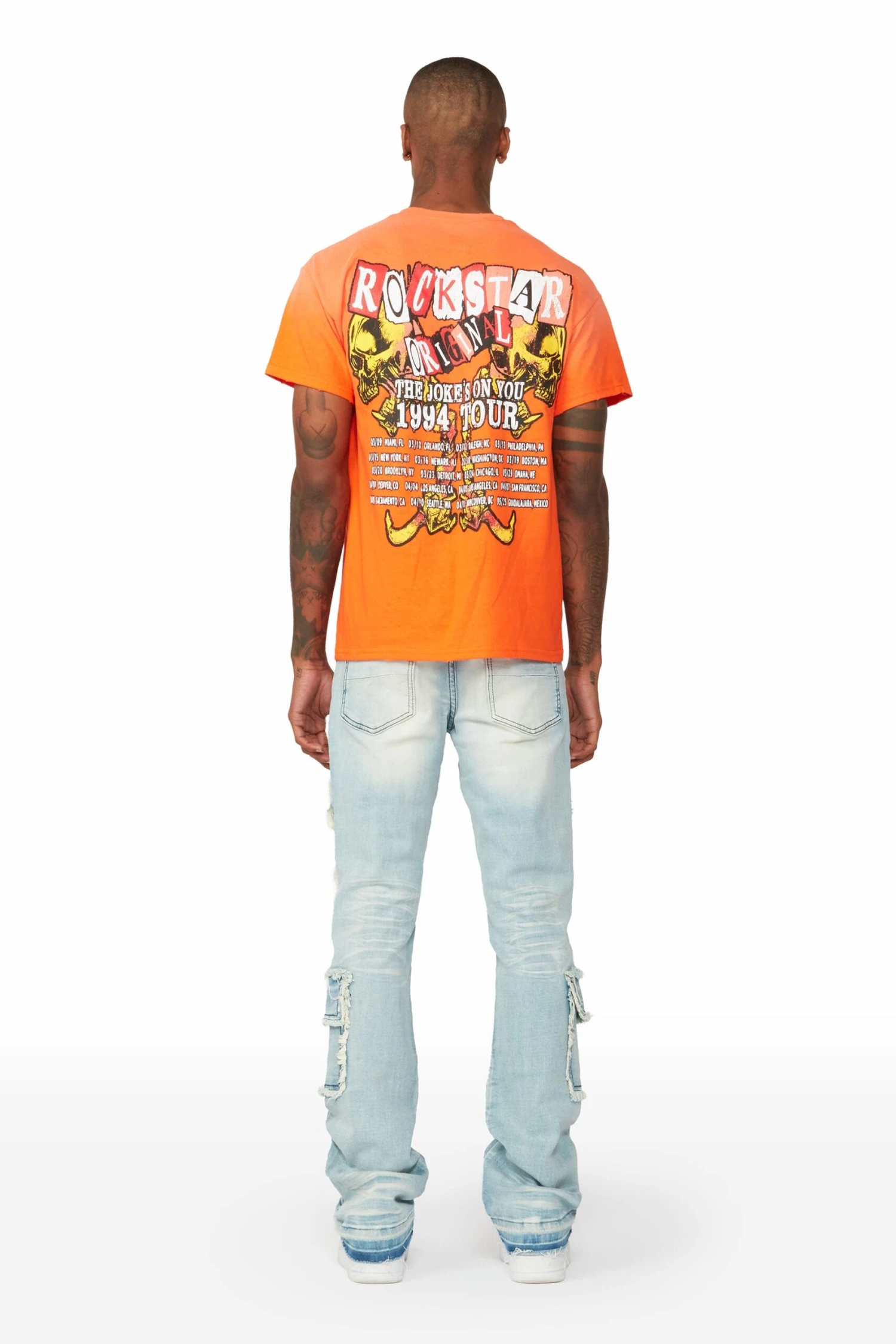 Tyrell Blue Stacked Flare Cargo Jean 5 Tyrell Blue Stacked Flare Cargo Jean - Image 5