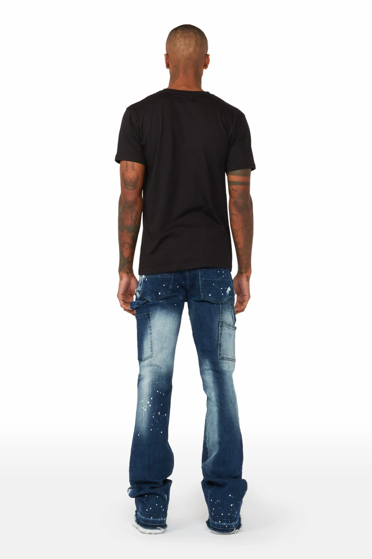 Carson Dark Blue Stacked Flare Jean 5 Carson Dark Blue Stacked Flare Jean - Image 5