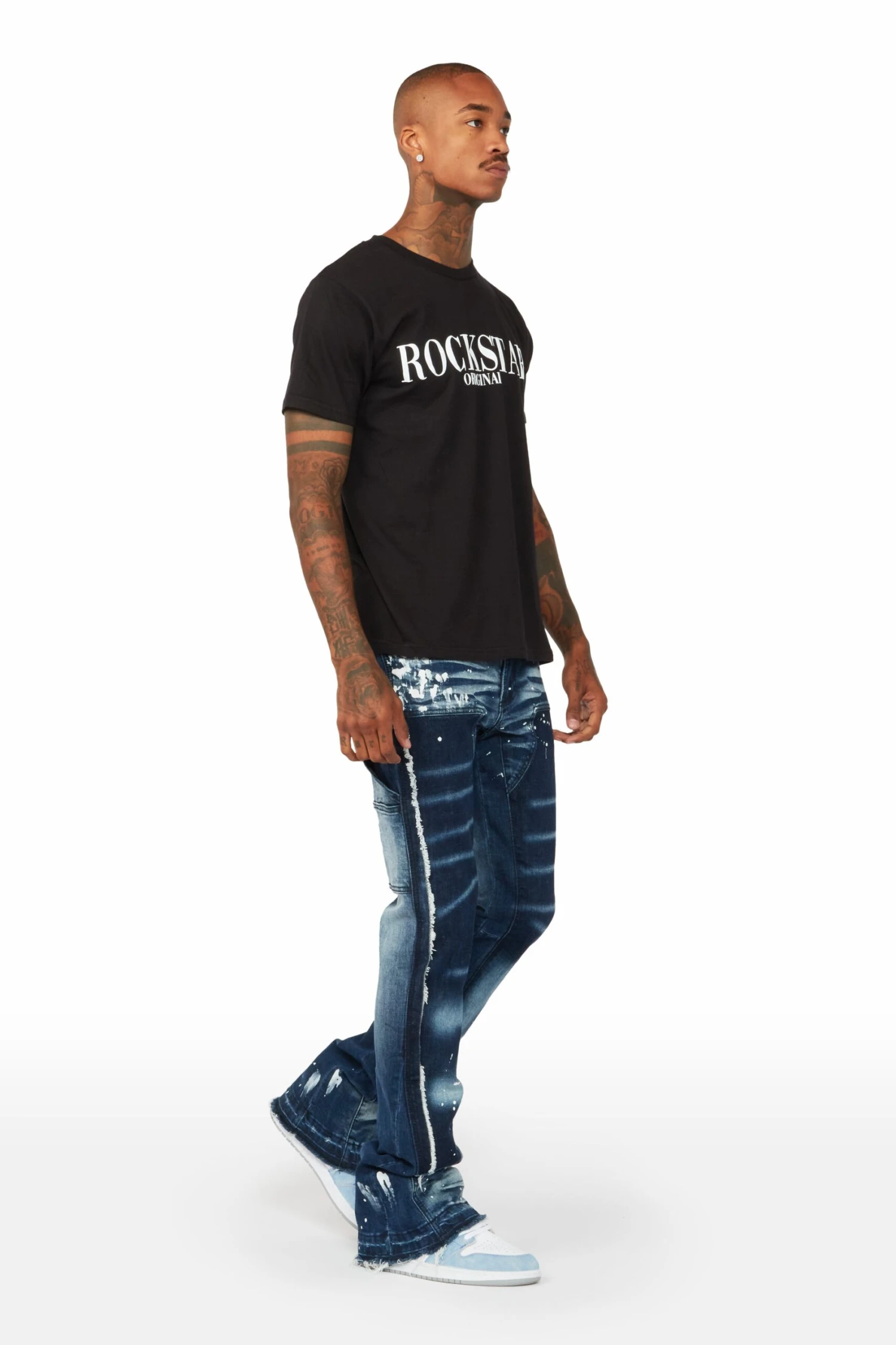 Carson Dark Blue Stacked Flare Jean 6 Carson Dark Blue Stacked Flare Jean - Image 6