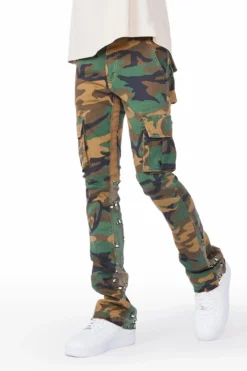 Kirrem Faded Camo Stacked Flare Jean