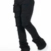Vance Jet Black Stacked Flare Cargo Jean