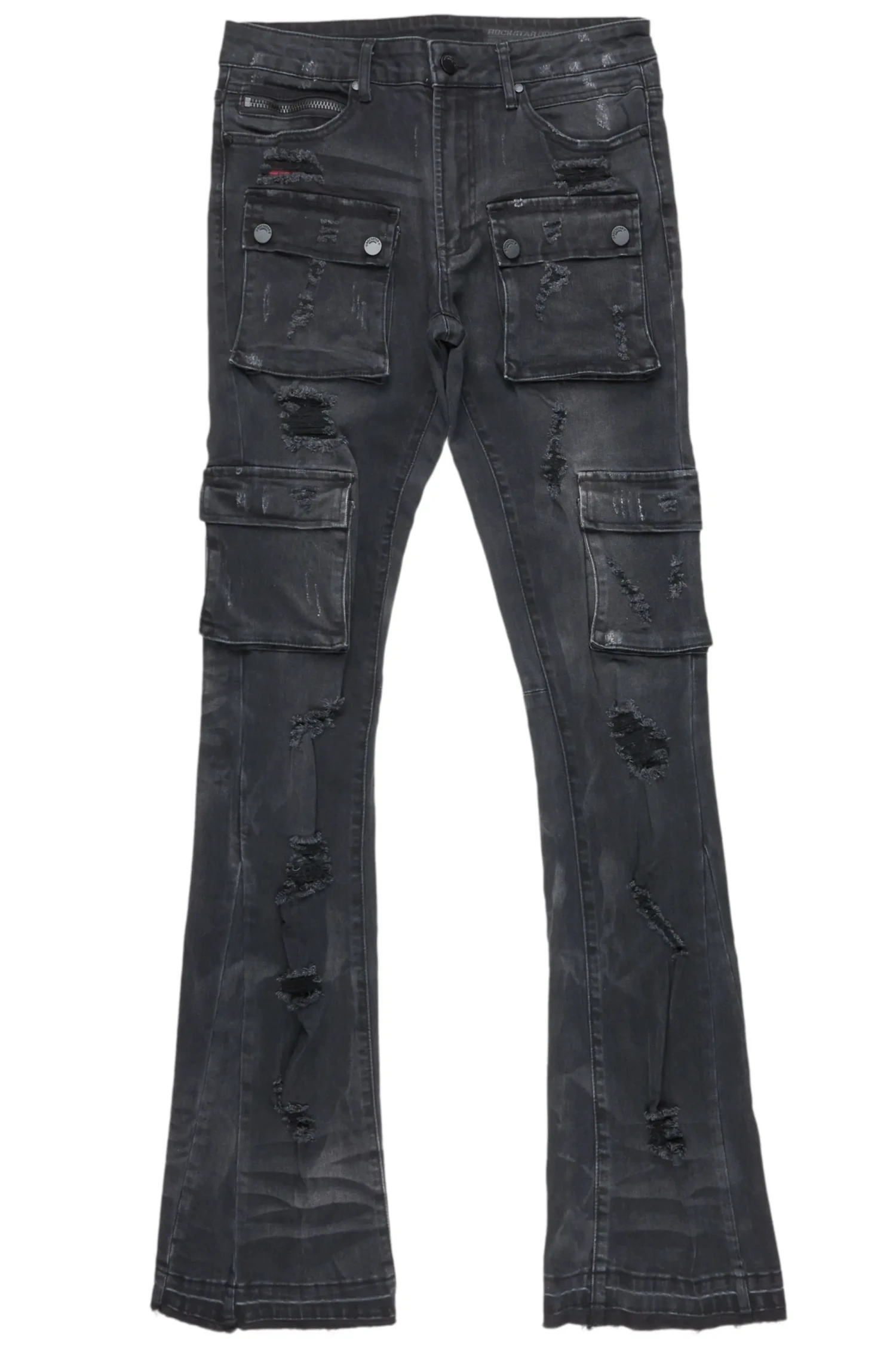Adriel Grey Wash Cargo Stacked Flare Jean 6 Adriel Grey Wash Cargo Stacked Flare Jean - Image 6