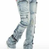 Konrad Light Blue Cargo Stacked Flare Jean