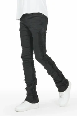 Spiro Jet Black Stacked Flare Jean