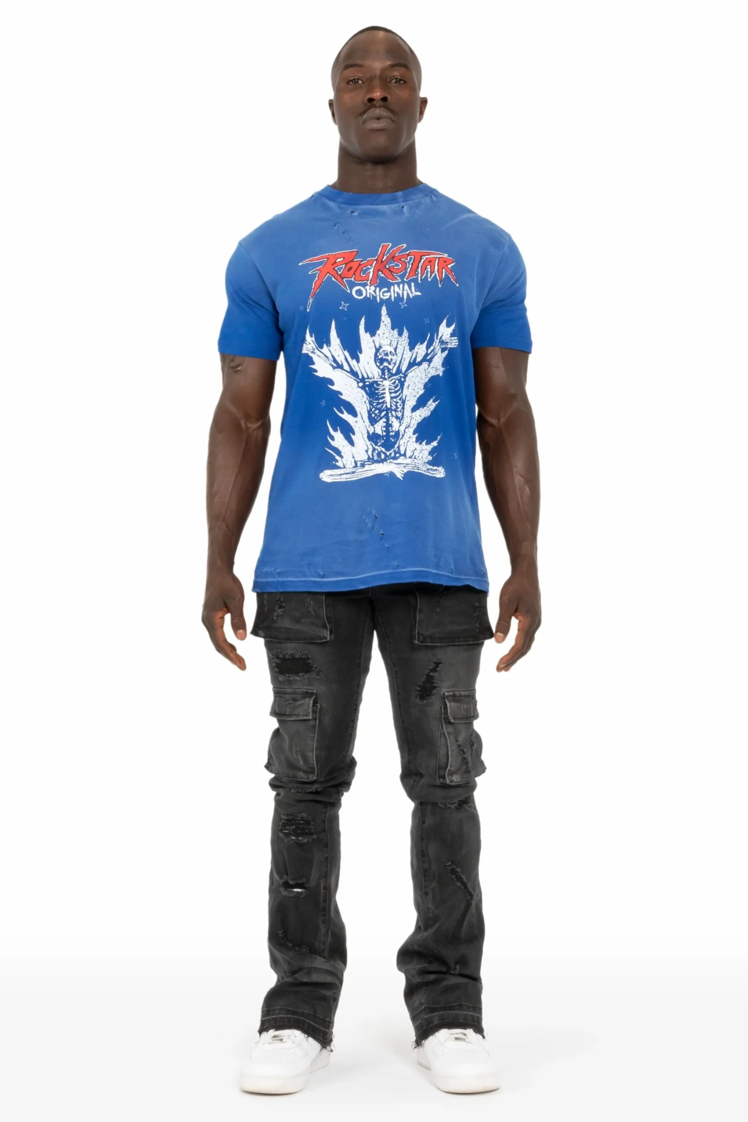 Adriel Grey Wash Cargo Stacked Flare Jean 2 Adriel Grey Wash Cargo Stacked Flare Jean - Image 2