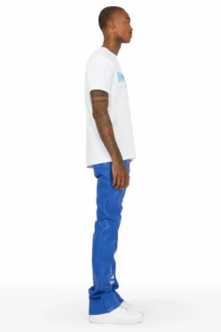 Eliam Blue/White Faux Leather Stacked Flare Jean -The Fresh Brand Shop 03 be35ae66 c7ae 4422 865a eb16aefb435e scaled