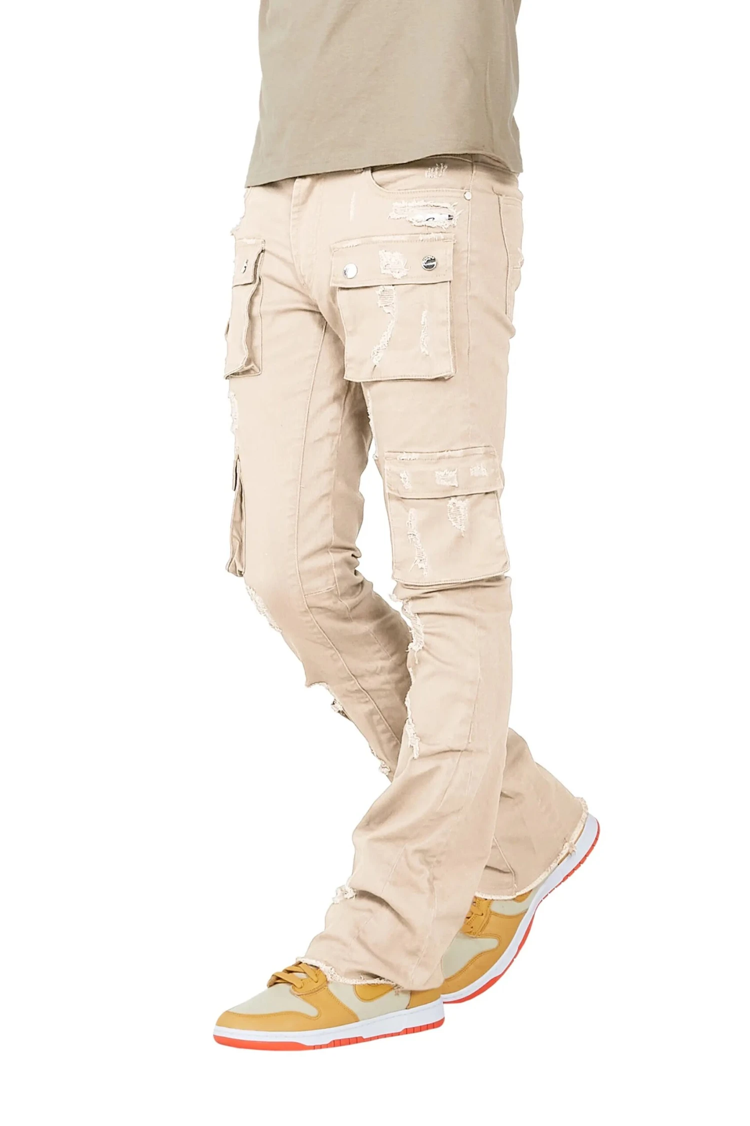Adriel Beige Cargo Stacked Flare Jean 5 Adriel Beige Cargo Stacked Flare Jean - Image 5