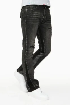Quavo Black Stacked Flare Jean