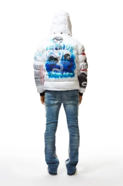 White Nash Graphic Print Puffer Jacket -The Fresh Brand Shop 22 MON AUG22 RSOBLKLBL0840 scaled