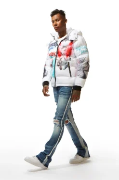 White Nash Graphic Print Puffer Jacket -The Fresh Brand Shop 22 MON AUG22 RSOBLKLBL0844 scaled