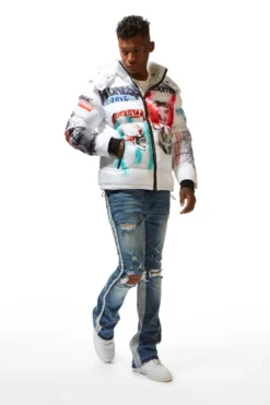 White Nash Graphic Print Puffer Jacket -The Fresh Brand Shop 22 MON AUG22 RSOBLKLBL0847 scaled