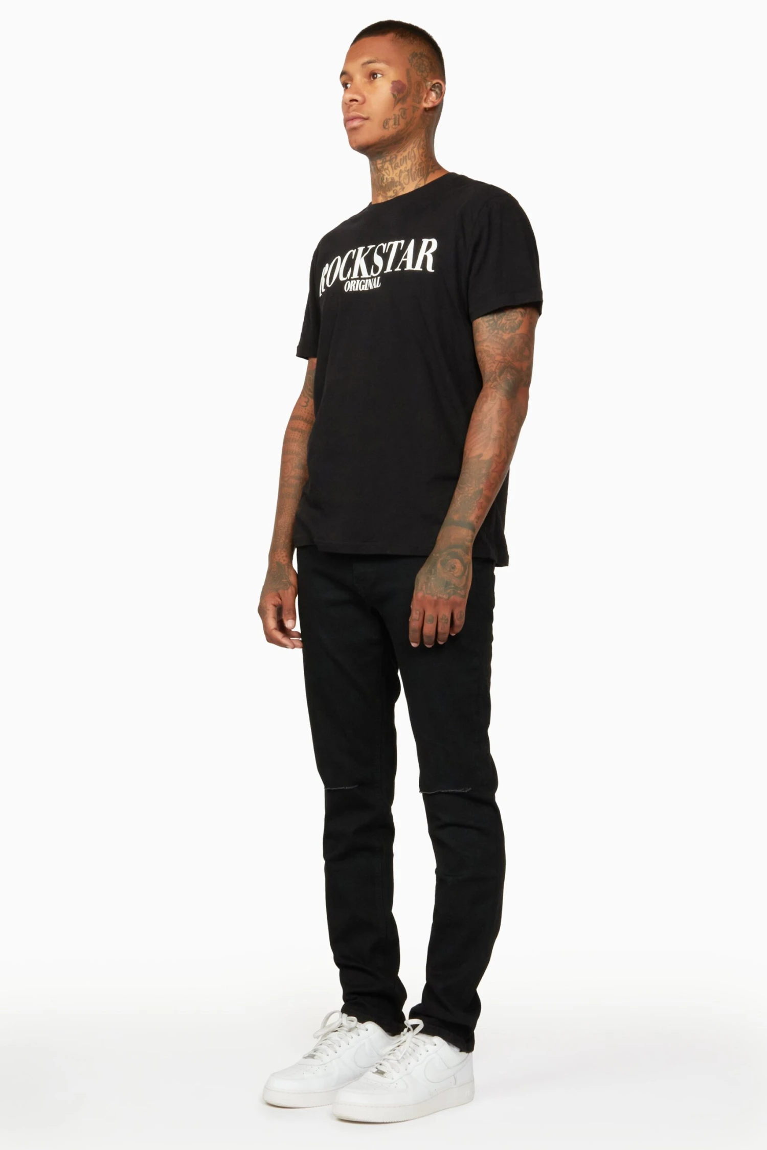 Oscar Black Knee Slit 5 Pocket Jean Straight Fit 4 Oscar Black Knee Slit 5 Pocket Jean Straight Fit - Image 4