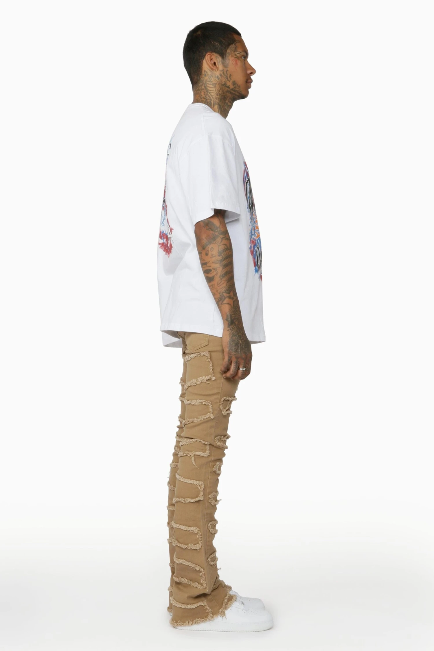 Gavin Beige Stacked Flare Jean 7 Gavin Beige Stacked Flare Jean - Image 7