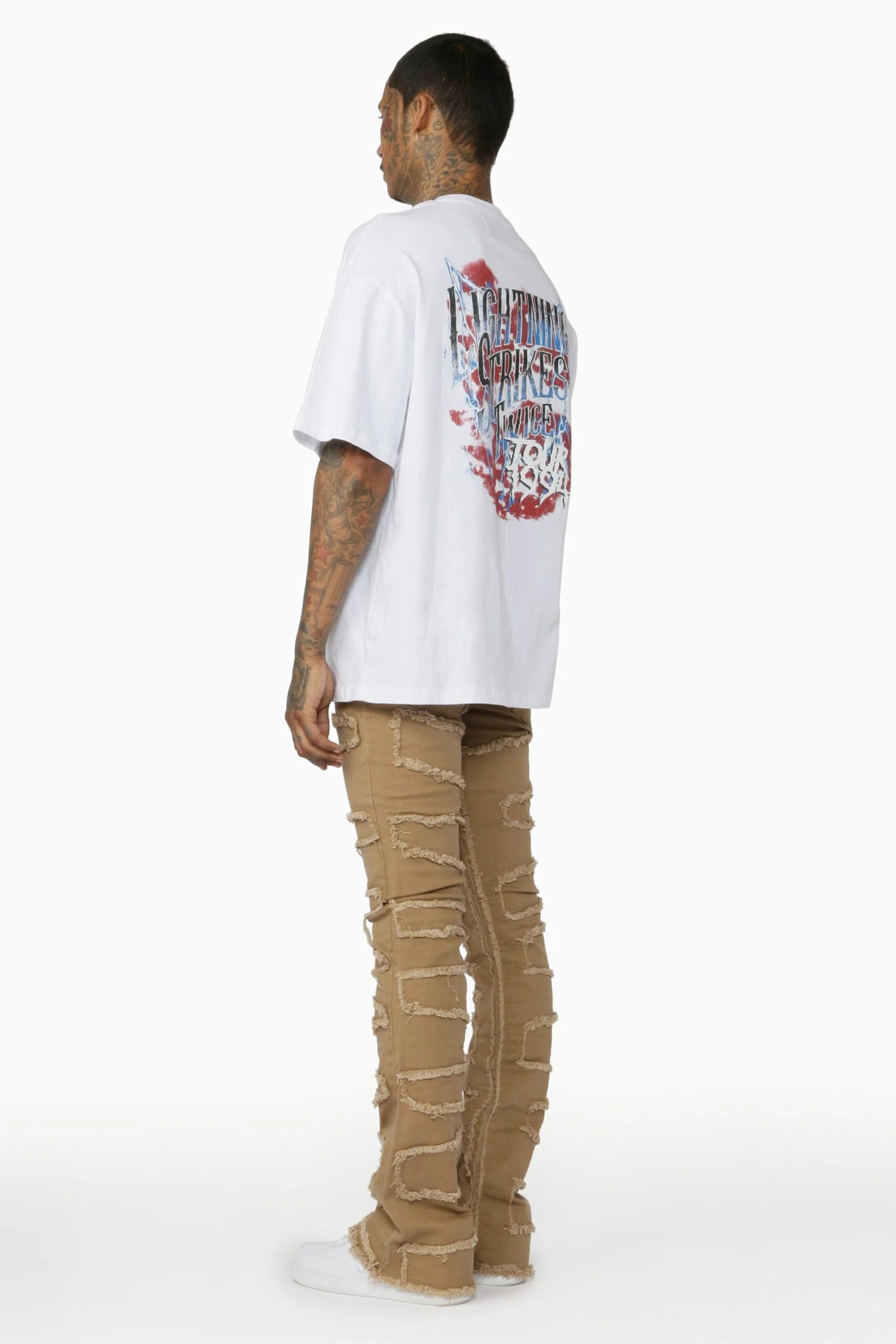 Gavin Beige Stacked Flare Jean 8 Gavin Beige Stacked Flare Jean - Image 8