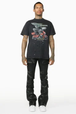 Remi Black Faux Leather Stacked Flare Jean -The Fresh Brand Shop 9Thur Feb23 Dion7694 scaled