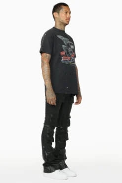 Remi Black Faux Leather Stacked Flare Jean -The Fresh Brand Shop 9Thur Feb23 Dion7695 scaled