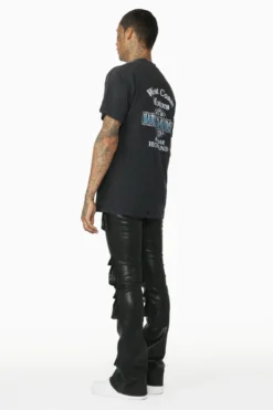Remi Black Faux Leather Stacked Flare Jean -The Fresh Brand Shop 9Thur Feb23 Dion7699 scaled
