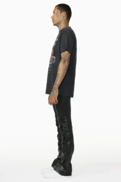 Remi Black Faux Leather Stacked Flare Jean -The Fresh Brand Shop 9Thur Feb23 Dion7700 scaled