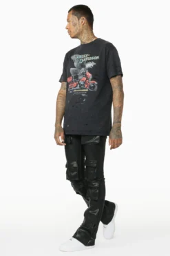 Remi Black Faux Leather Stacked Flare Jean -The Fresh Brand Shop 9Thur Feb23 Dion7702 scaled