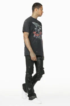 Remi Black Faux Leather Stacked Flare Jean -The Fresh Brand Shop 9Thur Feb23 Dion7705 scaled