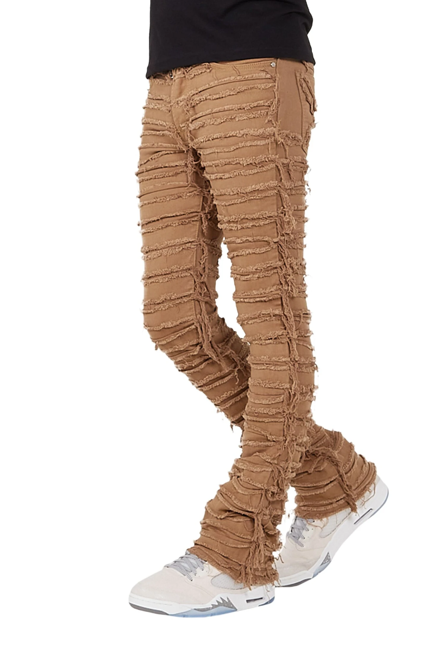 Kunno Beige Stacked Flare Jean 5 Kunno Beige Stacked Flare Jean - Image 5