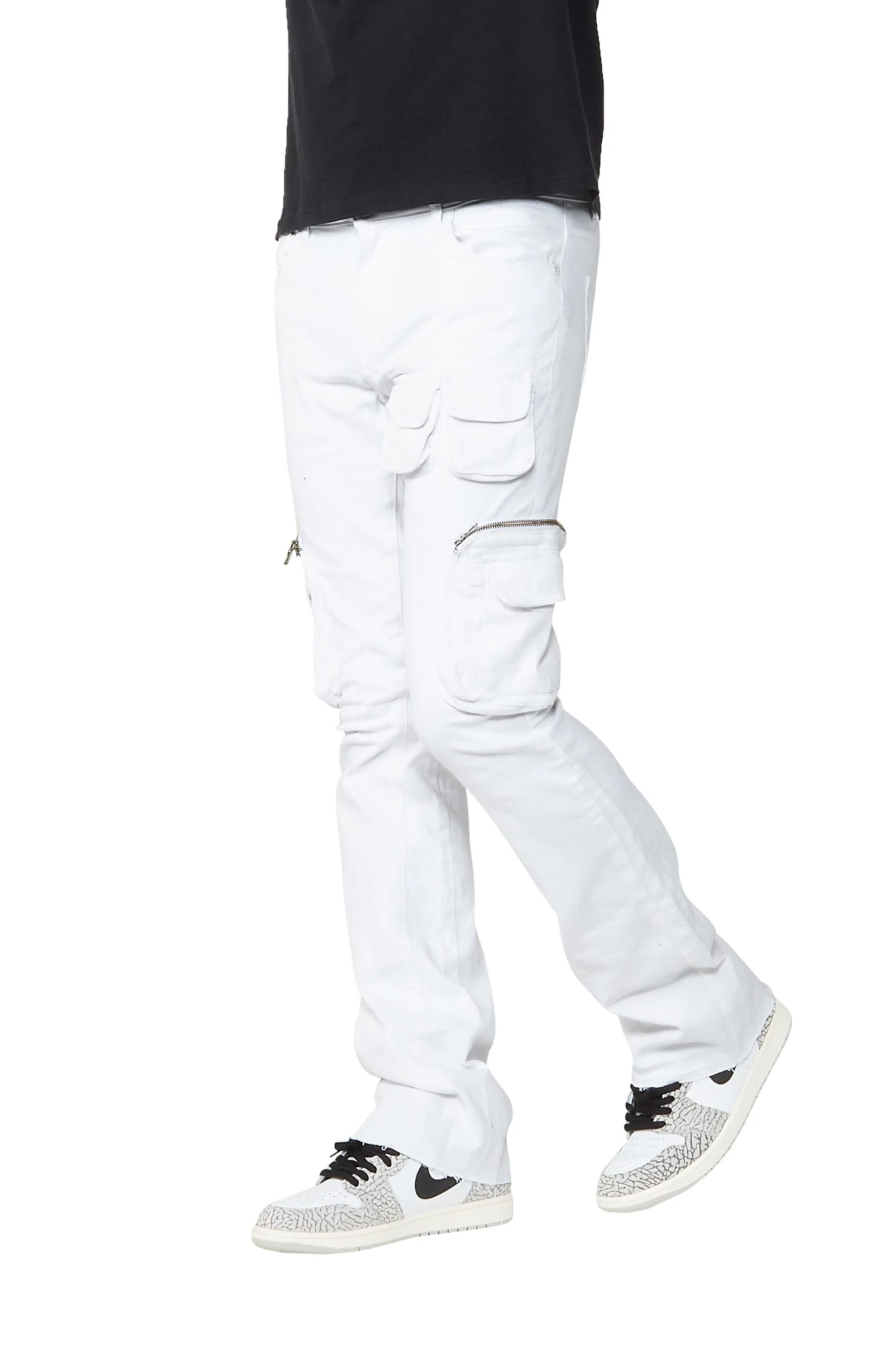 Khazza White Stacked Flare Jean 2 Khazza White Stacked Flare Jean - Image 2