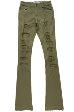 Badal Olive Super Stacked Flare Jean -The Fresh Brand Shop BadalOliveSuperStackedFlareJean1