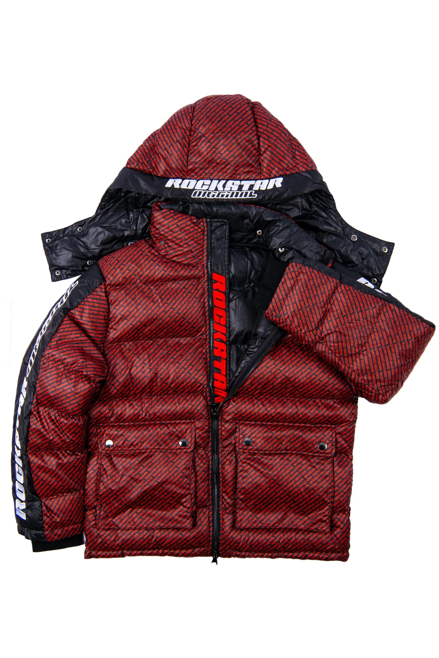 BRYSON PUFFER JACKET- RED/BLK 2 BRYSON PUFFER JACKET- RED/BLK - Image 2