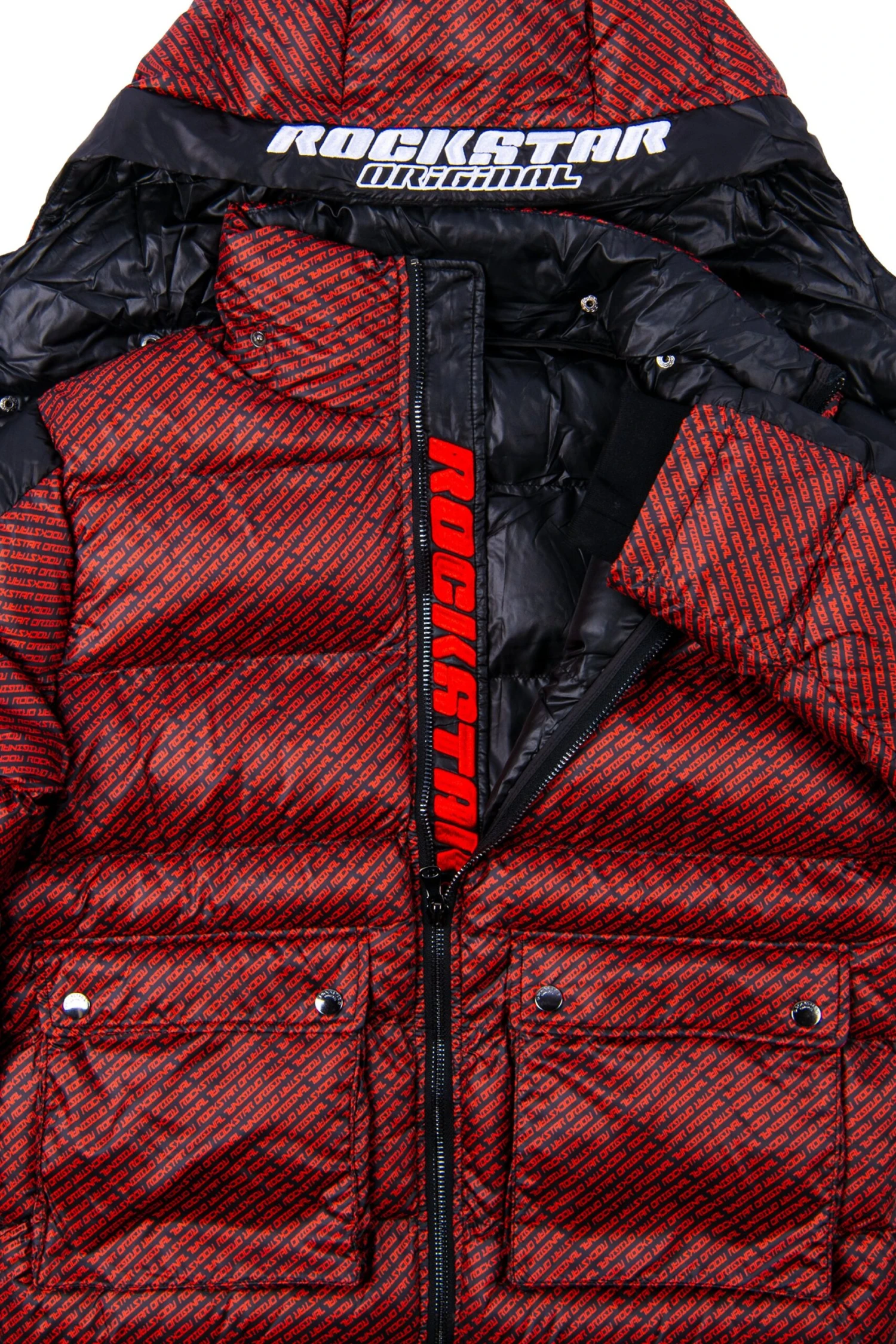 BRYSON PUFFER JACKET- RED/BLK 3 BRYSON PUFFER JACKET- RED/BLK - Image 3