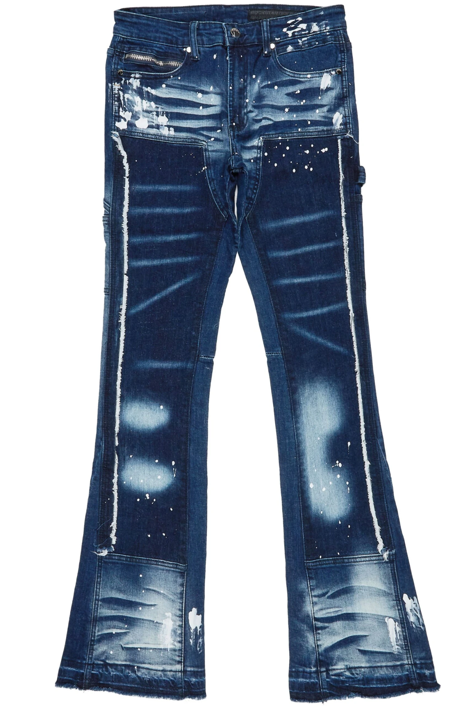 Carson Dark Blue Stacked Flare Jean 2 Carson Dark Blue Stacked Flare Jean - Image 2
