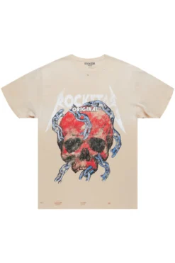 Clester Beige Graphic T-Shirt