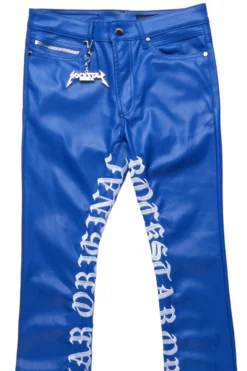 Eliam Blue/White Faux Leather Stacked Flare Jean -The Fresh Brand Shop EliamBlue WhiteFauxLeatherStackedFlareJean2