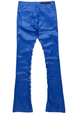Eliam Blue/White Faux Leather Stacked Flare Jean -The Fresh Brand Shop EliamBlue WhiteFauxLeatherStackedFlareJean3