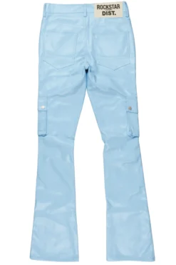 Errol Baby Blue Faux Leather Stacked Cargo Jean 16 Errol Baby Blue Faux Leather Stacked Cargo Jean -The Fresh Brand Shop ErrolBabyBlueFauxLeatherStackedCargoJean3