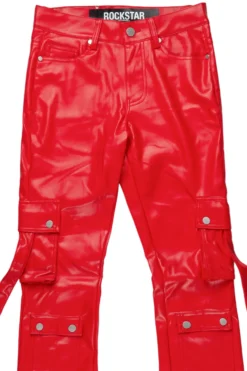 Errol Red Faux Leather Stacked Cargo Jean -The Fresh Brand Shop ErrolRedFauxLeatherStackedCargoJean2