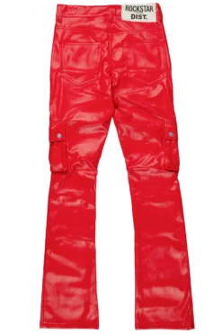 Errol Red Faux Leather Stacked Cargo Jean -The Fresh Brand Shop ErrolRedFauxLeatherStackedCargoJean3