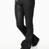 Ennis Black PU Stacked Flare Jean