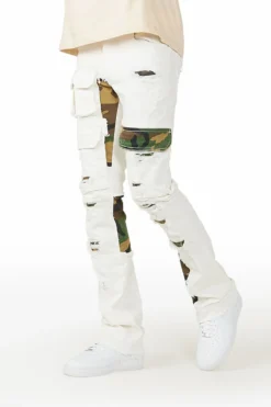 Zeta White Stacked Flare Jean