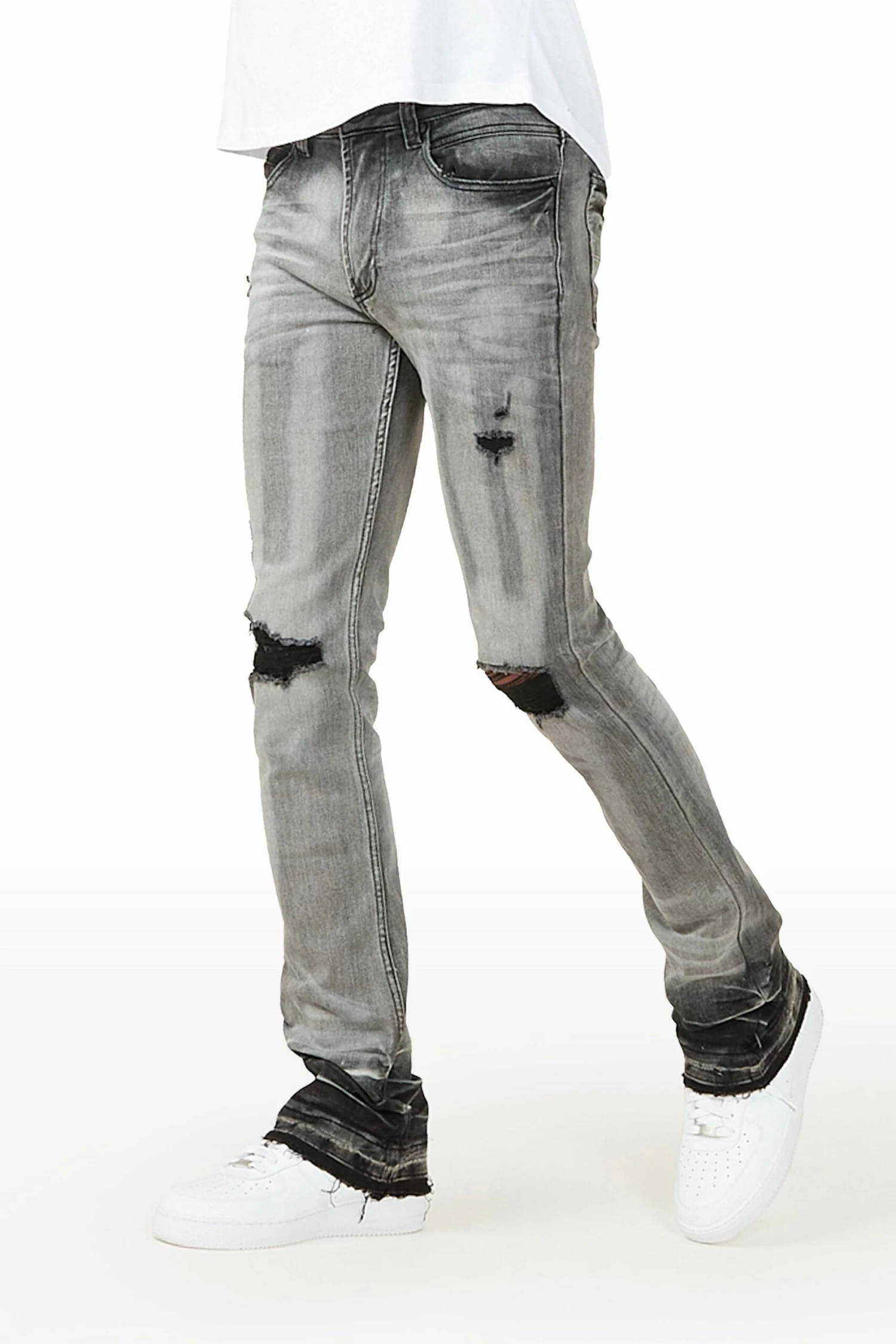 Parq Grey Stacked Flare Jean 1 Parq Grey Stacked Flare Jean