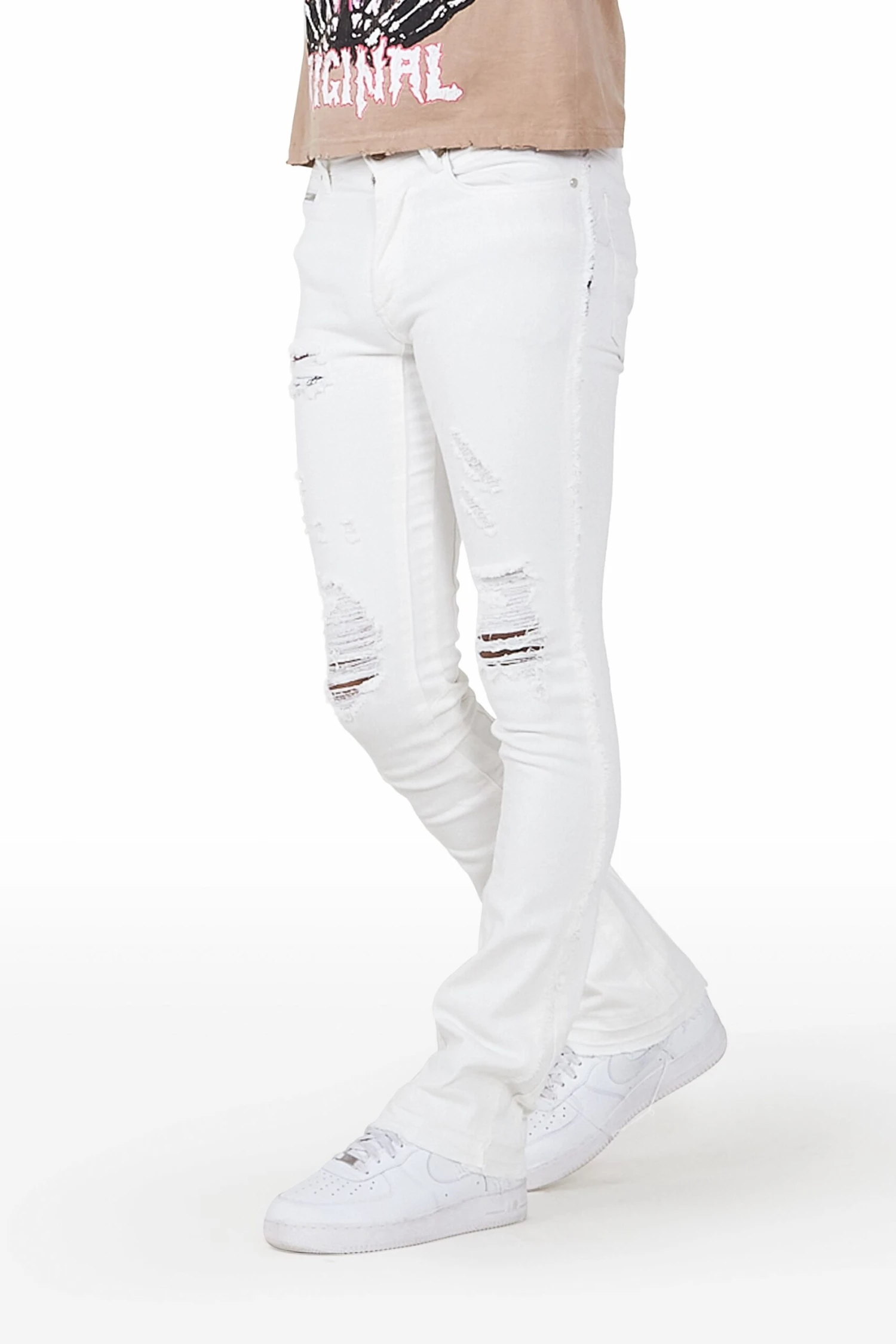 Vanni White Stacked Flare Jean 1 Vanni White Stacked Flare Jean