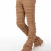 Kunno Beige Stacked Flare Jean