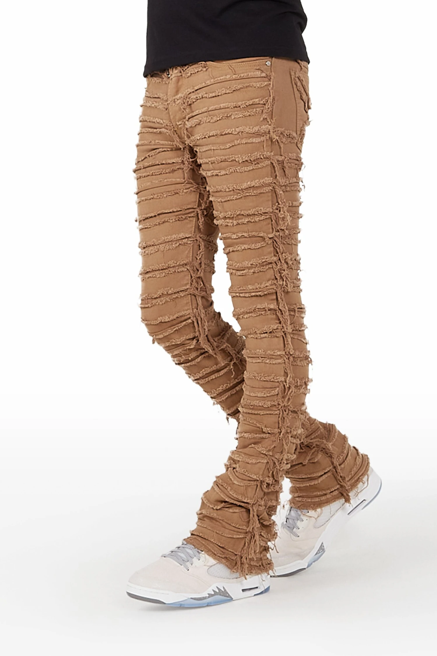 Kunno Beige Stacked Flare Jean 1 Kunno Beige Stacked Flare Jean