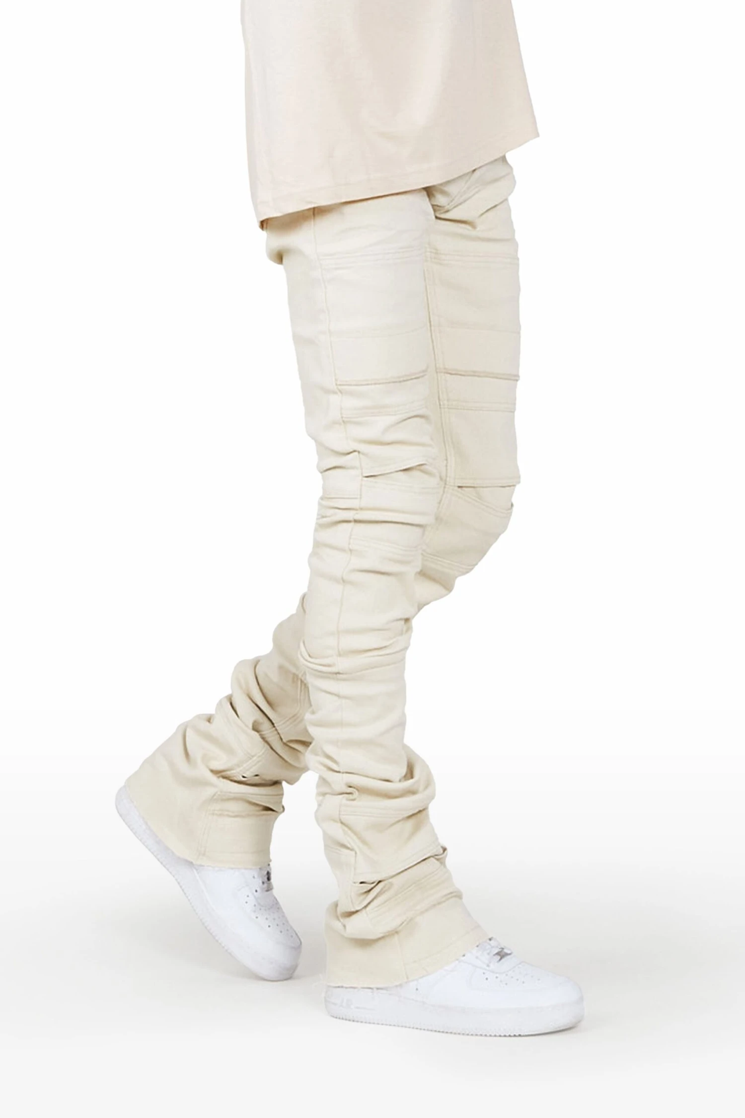 Cedar Sand Super Stacked Flare Jean 1 Cedar Sand Super Stacked Flare Jean