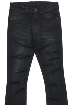 Haaken Black Stacked Flare Jean -The Fresh Brand Shop Haaken Black Stacked Flare Jean2 scaled
