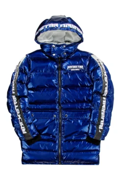 HAYES MID-LENGTH PUFFER JACKET- METALLIC BLUE -The Fresh Brand Shop HayesBlue scaled