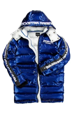 HAYES MID-LENGTH PUFFER JACKET- METALLIC BLUE
