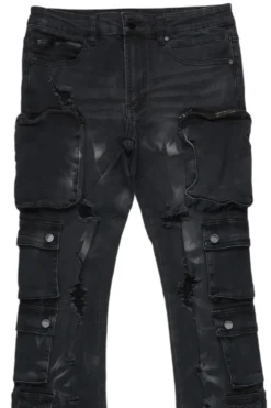 Konrad Grey Wash Cargo Stacked Flare Jean -The Fresh Brand Shop KonradGreyWashCargoStackedFlareJean2