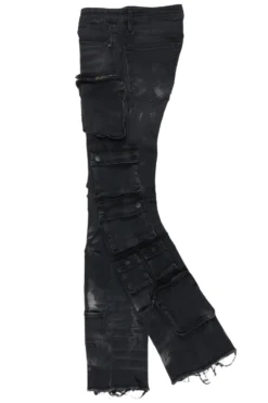 Konrad Grey Wash Cargo Stacked Flare Jean -The Fresh Brand Shop KonradGreyWashCargoStackedFlareJean4